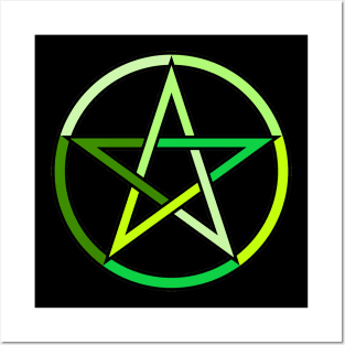 Green Pentagram Pentacle Posters and Art